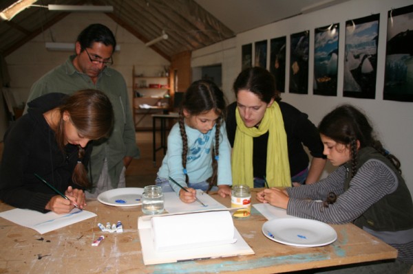 Raom&Loba with their girls. Their exhibition up.